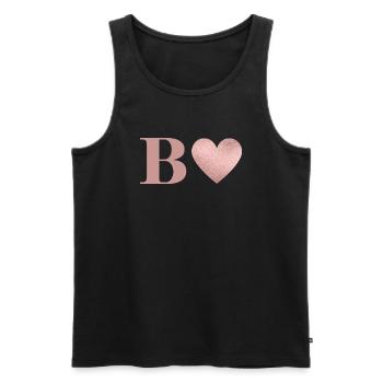 Lettre b cœur rose gold - Débardeur bio Premium Homme - noir - Devant - Michal (187cm)