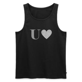 Silberner Herzbuchstabe u - Männer Premium Bio Tank Top - Schwarz - Vorne - AI Model Male 178 light (178cm)