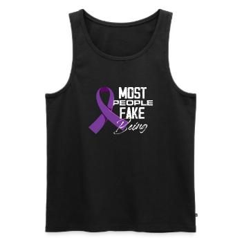 Most people fake being sick Fibromyalgia - Men's Premium Organic Tank Top - black - Front - AI Model Male 178 light (178cm)