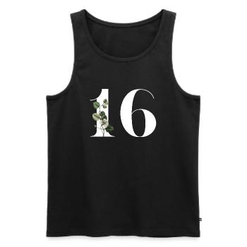 Nummer 16 Blumengrün -16. Blumengeburtstag - Männer Premium Bio Tank Top - Schwarz - Vorne - AI Model Male 178 light (178cm)