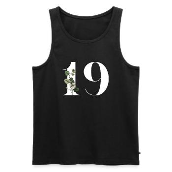 Numéro 19 floral vert -19e anniversaire floral - Débardeur bio Premium Homme - noir - Devant - Michal (187cm)
