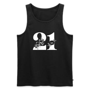 Numéro 21 floral noir -21e anniversaire floral - Débardeur bio Premium Homme - noir - Devant - Michal (187cm)