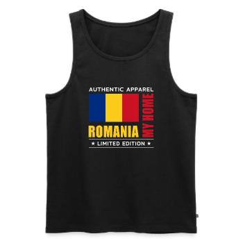 Roumanie - Débardeur bio Premium Homme - noir - Devant - Michal (187cm)