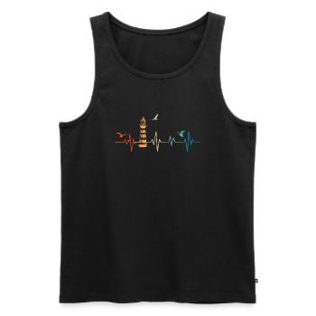 Heartbeat Lighthouse - Gift Idea - Men's Premium Organic Tank Top - black - Front - Michal (187cm)