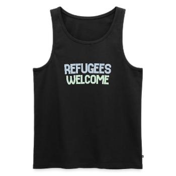 Refugees welcome retro - Men's Premium Organic Tank Top - black - Front - AI Model Male 178 light (178cm)