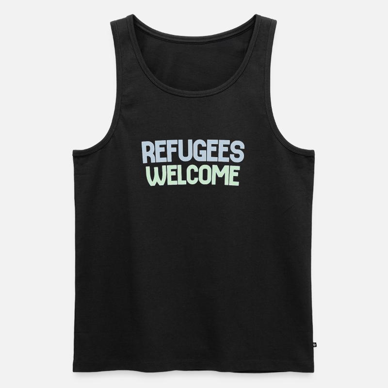 Flüchtlinge willkommen retro - Männer Premium Bio Tank Top - Schwarz