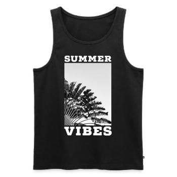 SUMMER VIBES 5 - Palm Tree - Sommer Sonne - Männer Premium Bio Tank Top - Schwarz - Vorne - Michal (187cm)
