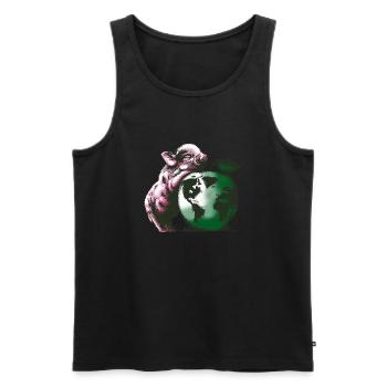 Vegan-Schweinchen - Männer Premium Bio Tank Top - Schwarz - Vorne - Michal (187cm)