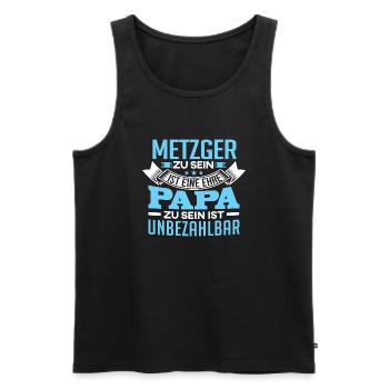 METZGER und Papa - Männer Premium Bio Tank Top - Schwarz - Vorne - Michal (187cm)