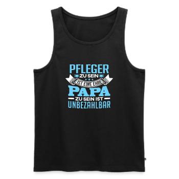 PFLEGER und Papa - Männer Premium Bio Tank Top - Schwarz - Vorne - Michal (187cm)