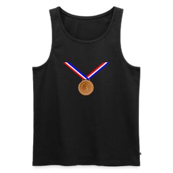 Médaille de bronze 3ème - Débardeur bio Premium Homme - noir - Devant - AI Model Male 178 light (178cm)