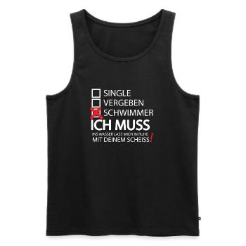 Schwimmen Geschenk T Shirt Wassersport Meer Idee - Männer Premium Bio Tank Top - Schwarz - Vorne - Michal (187cm)