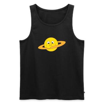 Dicker Saturn - Männer Premium Bio Tank Top - Schwarz - Vorne - AI Model Male 178 light (178cm)