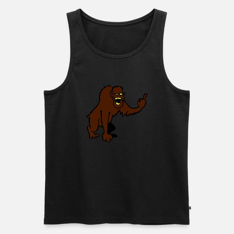 Affe zeigt Stinkefinger - Männer Premium Bio Tank Top - Schwarz