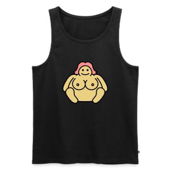 Naked Fat Woman - Männer Premium Bio Tank Top - Schwarz - Vorne - AI Model Male 178 light (178cm)
