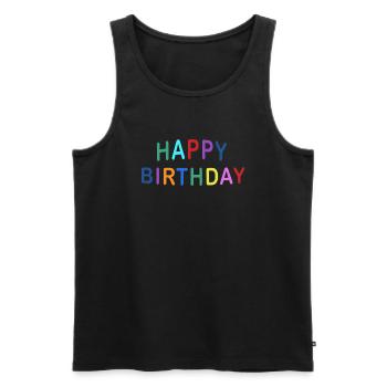 HAPPY BIRTHDAY COLOR - Männer Premium Bio Tank Top - Schwarz - Vorne - AI Model Male 178 light (178cm)