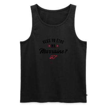 veux tu être ma marraine - Débardeur bio Premium Homme - noir - Devant - Michal (187cm)