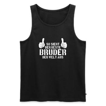 Der Beste Bruder Der Welt - Männer Premium Bio Tank Top - Schwarz - Vorne - Michal (187cm)