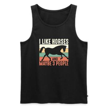 J’aime les chevaux et peut-être 3 personnes Horses Horse Ride - Débardeur bio Premium Homme - noir - Devant - Michal (187cm)