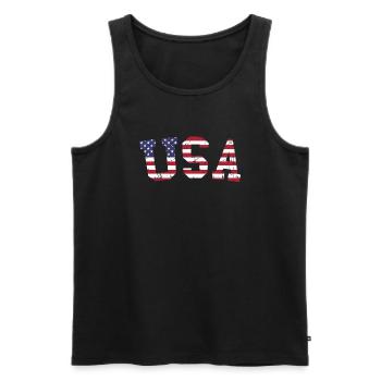 usa flag font vintage - Men's Premium Organic Tank Top - black - Front - Michal (187cm)