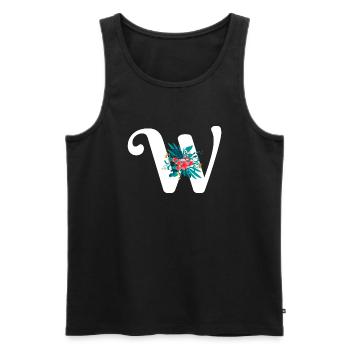 Buchstabe W geblüht - Männer Premium Bio Tank Top - Schwarz - Vorne - AI Model Male 178 light (178cm)