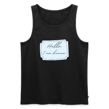 I am human | Idée cadeau naissance drôle - Débardeur bio Premium Homme - noir - Devant - AI Model Male 178 light (178cm)