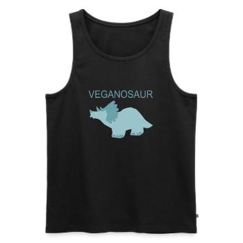 Veganosaur - Veganodinosaurus - Männer Premium Bio Tank Top - Schwarz - Vorne - Michal (187cm)
