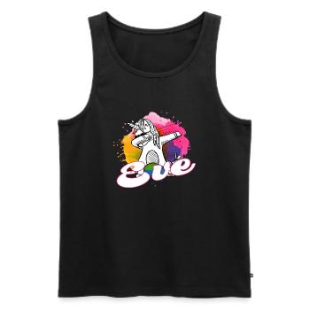 EVE - Beau nom avec licorne dabbing - Débardeur bio Premium Homme - noir - Devant - AI Model Male 178 light (178cm)