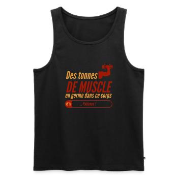Des tonnes de muscle en germe dans ce corps - Débardeur bio Premium Homme - noir - Devant - Michal (187cm)