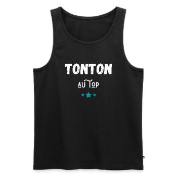 tonton au top idée cadeau - Débardeur bio Premium Homme - noir - Devant - Michal (187cm)