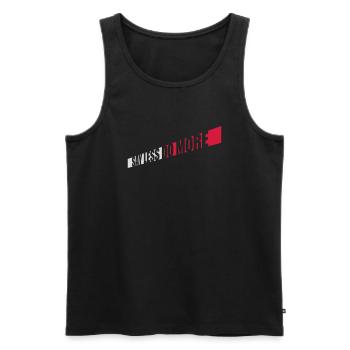 Dire moins faire plus - Débardeur bio Premium Homme - noir - Devant - AI Model Male 178 light (178cm)