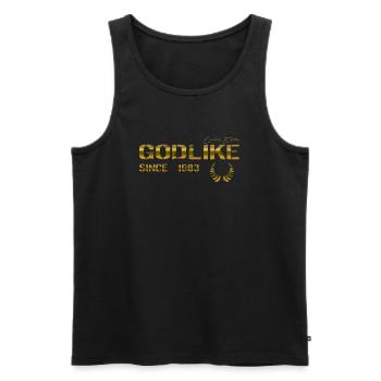 Godlike since 1983 - Men's Premium Organic Tank Top - black - Front - AI Model Male 178 light (178cm)