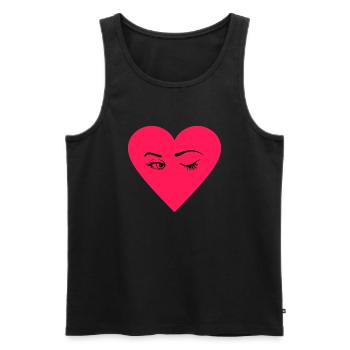 Rotes Herz mit Augen - Männer Premium Bio Tank Top - Schwarz - Vorne - AI Model Male 178 light (178cm)