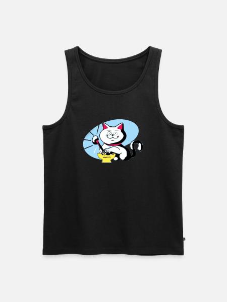 Chat et ramen - Débardeur bio Premium Homme - noir
