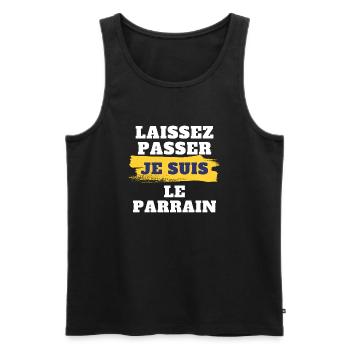 Laissez passer je suis le parrain - Débardeur bio Premium Homme - noir - Devant - Michal (187cm)