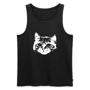 Chat amoureux visage - Débardeur bio Premium Homme - noir - Devant - Michal (187cm)