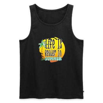 Im Sommer ist das Leben besser - Männer Premium Bio Tank Top - Schwarz - Vorne - Michal (187cm)