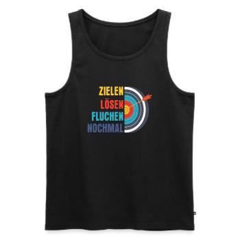 Zielen Lösen Fluchen Nochmal Jagd Bogenschütze - Männer Premium Bio Tank Top - Schwarz - Vorne - Michal (187cm)