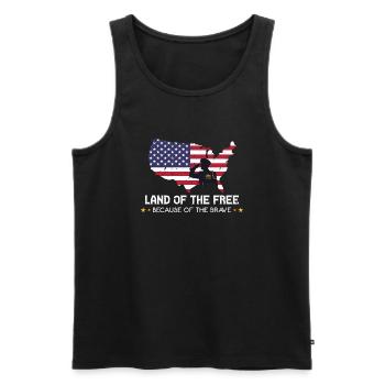 Land Of The Free Because Of The Brave - Débardeur bio Premium Homme - noir - Devant - Michal (187cm)