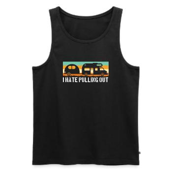 Camping Vintage Mountain I HATE PULLING OUT - Männer Premium Bio Tank Top - Schwarz - Vorne - Michal (187cm)