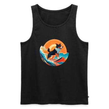 Surfen oder sterben - Männer Premium Bio Tank Top - Schwarz - Vorne - Michal (187cm)