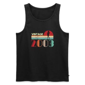 Vintage 2003 Anniversaire rétro sunset design - Débardeur bio Premium Homme - noir - Devant - Michal (187cm)