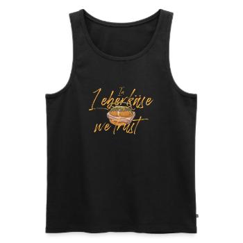 In Leberkäse we trust Fleischkäse Brötchen - Männer Premium Bio Tank Top - Schwarz - Vorne - AI Model Male 178 light (178cm)