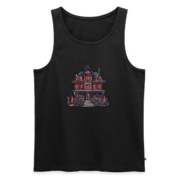 Halloween Horror House - Men's Premium Organic Tank Top - black - Front - AI Model Male 178 light (178cm)