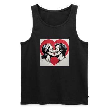 Küssen - Männer Premium Bio Tank Top - Schwarz - Vorne - AI Model Male 178 light (178cm)