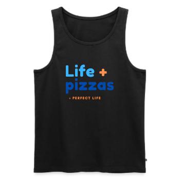 Vie + Pizzas = Vie parfaite - Débardeur bio Premium Homme - noir - Devant - AI Model Male 178 light (178cm)