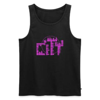 Skyline, Stadt - lila Version - Männer Premium Bio Tank Top - Schwarz - Vorne - Michal (187cm)