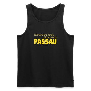 Therapie Passau - Männer Premium Bio Tank Top - Schwarz - Vorne - AI Model Male 178 light (178cm)
