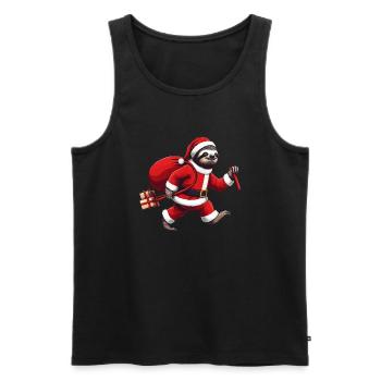 Festif Paresseux Père Noël Noël Vacances Drôle - Débardeur bio Premium Homme - noir - Devant - Michal (187cm)