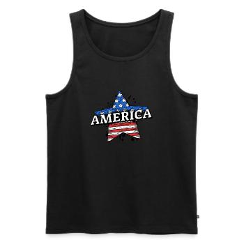 America - USA - Stars and Stripes - Flag - Star - Men's Premium Organic Tank Top - black - Front - Michal (187cm)